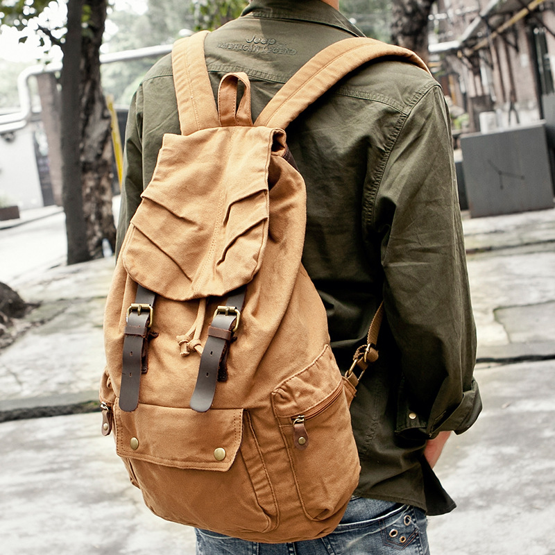 Canvas Backpack Casual - Canvas rugzak met grote capaciteit, ademend,