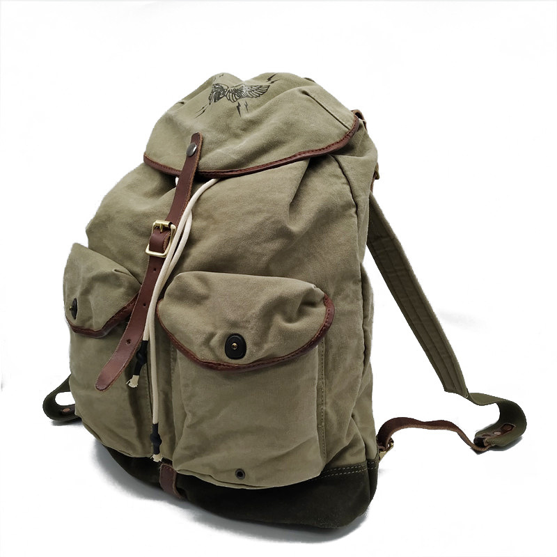 Canvas Backpack Casual - Retro Amerikaanse canvas rugzak met hoge